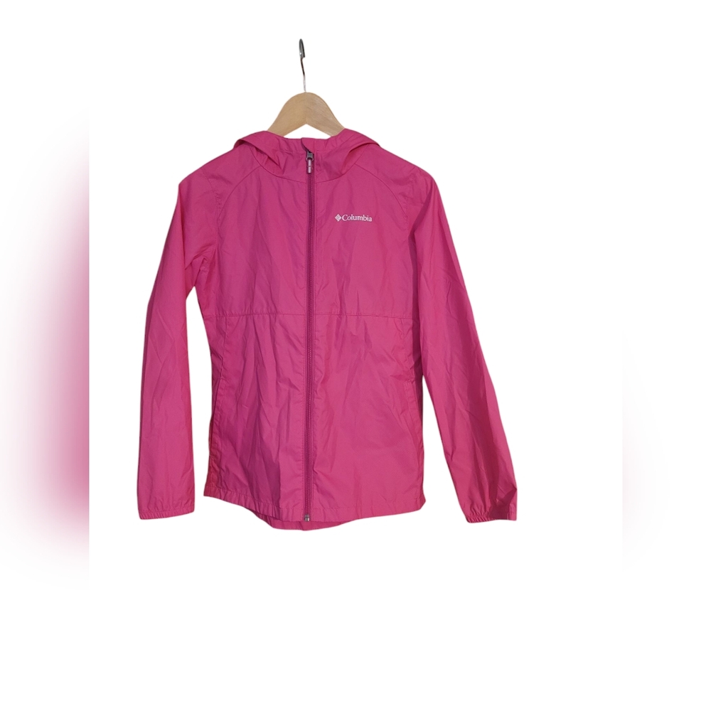 Columbia Women L Hooded Full Zip Lightweight Rain Jacket